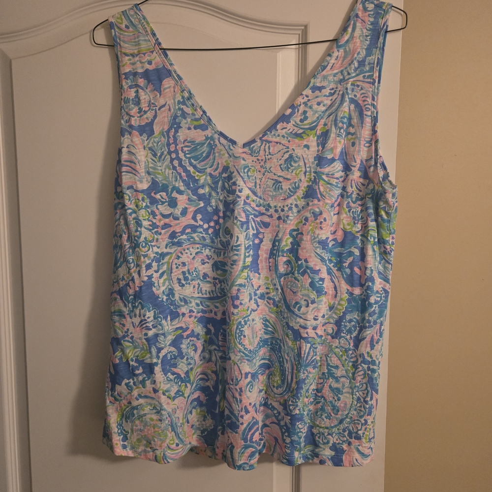 Lilly Pulitzer Paisley Tank Top - Blue and Pink